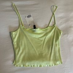 H&M Neon Cropped Tank Top New With Tags! Trendy Lime Green Summer Tops, Yellow Cropped Tank Top For Spring, Cropped Yellow Tank Top For Spring, Lime Green Sleeveless Casual Top, Casual Lime Green Sleeveless Top, Trendy Neon Yellow Top For Summer, Trendy Neon Yellow Tops For Summer, Lime Green Sleeveless Top For Spring, Trendy Neon Yellow Summer Top