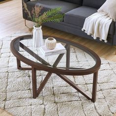 a living room scene with focus on the coffee table