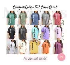 This color chart features 15 Comfort Colors C1717 t-shirts, which is perfect for showcasing your spring break, beach, or summer designs. Please note that this is not editable. Images will be free of watermark. Please notice, these are not all the colors only 15 of them. We're proud of the clothing mockups we've designed, which include a range of apparel items from T-Shirts to Hooded Sweatshirts, Tank Tops, and size charts, featuring popular brands like Bella Canvas, Gildan, and Next level. For any Print on Demand Business, it's important to have a clean and wrinkle-free mockup canvas that accurately reflects the colors of your designs. We're confident that our mockup templates will make it easy for you to showcase your designs with style! ❤️Receive three free mockups! Copy and paste the li Comfort Colors Color Chart, Skeleton Vintage, Colors Chart, Spring Break Beach, Emergency Room Nurse, Summer Designs, Comfort Gray, Model Call, Monster Mash