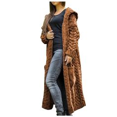 PRICES MAY VARY. 100% Polyester ❤【Material】: 100% acrylic material women's cardigan sweater, unique knitting process, softer, warmer and more comfortable, it is a must-have women's loose sweater jacket for autumn and winter wardrobe. ❤【Features】: Long cardigan, cable knit sweater, cardigan jacket, classic solid color, long sleeve, stretchy knit material, comfortable and warm, from S-5XL sizes, women of all sizes can find the perfect fit sweater coat. ❤【Occasion】: This women's cardigan is suitabl Cardigans Crochet, Hooded Sweater Coat, Cardigan Kimono, Warm Cardigan, Sweater Coat, Long Sweaters Cardigan, Hooded Cardigan, Cable Knit Cardigan, Fleece Coat