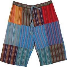 These hand-loomed cotton bermuda shorts are a bright addition to a casual summer wardrobe and are extremely comfortable in the summer heat. The drawstring adds to the ease of wear, comfort and flexibility. These shorts have a large wallet pocket at the back and two inner pockets on the sides. Summer Cotton Bottoms, Red Cotton Bermuda Shorts, Summer Cotton Knee-length Bottoms, Cotton Knee-length Shorts For Vacation, Red Bermuda Cotton Shorts, Bermuda Cotton Shorts For Vacation, Knee-length Cotton Summer Bottoms, Knee-length Cotton Shorts For Vacation, Summer Knee-length Cotton Bottoms