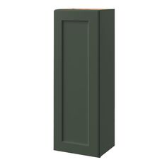 a green cabinet with an open door on the left and right side, against a white background