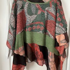 Gorgeous Boutique Poncho Style Overtop In A Pallet Of Colors. Lightweight, Washable, Translucent Fabric, All Season Wear. Size Says Medium, But L, Xl Easily Fit And Look Great!- In This Top. From A Pet Free, Smoke Free Home. Thank You For Looking. Long Sleeve Summer Poncho For Layering, Green Casual One Size Tops, Multicolor Long Sleeve Top In Free Size, Multicolor Long Sleeve Top, Free Size, Multicolor Free Size Long Sleeve Top, Casual One Size Batwing Sleeve Tops, Oversized Multicolor Batwing Sleeve Tops, Multicolor Batwing Sleeve Tops For Spring, Casual Multicolor Free Size Tops