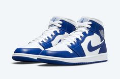 Wmns Air Jordan 1 Mid ‘Kentucky Blue’ Blue Jordans Aesthetic, Jordan 1 Mid Kentucky Blue, Air Jordan 1 Mid White, Jordan 1 Mid White, Jordan Model, Jordan 10, Sneakers Vans, Limited Edition Shoes, Nike Air Jordan 1 Mid