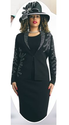 Lily and Taylor 622 3 piece Knit Skirt Suit Colors: Black, Emerald, Mint, Pink, Royal, White Sizes: S (4/6), M (8/10), L (12/14), XL (16/18), XXL (20/22), 3XL (24/26), 4XL (28/30) Matching Hat Available H138 Black H919 Pink H131 Mint Suit Colors, Church Suits And Hats, Church Suits, Denim Maxi Dress, Cornrows Braids, Bell Sleeve Dress, Knit Skirt, Skirt Suit, African Print