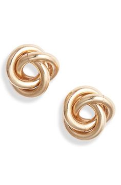 Add an understated twist of gleam to any ensemble with these dainty knot stud earrings. 5mm diameter Post back 14k-gold fill Made in the USA of imported materials Knot Stud Earrings, Knot Studs, Earrings In Gold, Stud Earrings Set, Keep Jewelry, Gold Earrings Studs, On Set, Made In The Usa, Earring Set