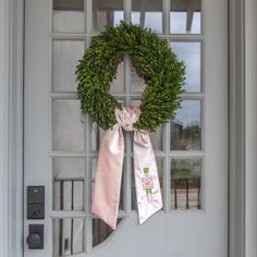 Infuse your home décor with a touch of luxury with our Blush Velvet Wreath Sash. This exquisite sash, crafted from blush velvet, drapes elegantly around a wreath, adding an extra layer of beauty to any mirror or front door. The soft, muted pink hue complements a range of seasonal styles, while the plush texture enhances the timeless style of your décor. You can also add any monogram or seasonal embroidery we offer. (Put specific details for our design team in the note section). Please allow 3-5 Valentine Wreaths For Front Door Ideas, Seasonal Embroidery, Velvet Wreath, Wreath Sash, Wreath Bows, Valentines Wreath, Mardi Gras Wreath, Velvet Drapes, Muted Pink