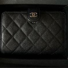 100% Authentic Chanel Black Quilted Caviar Leather L-Zip Wallet Chanel. Original Box Included. Luxury Leather Wallet With Silver-tone Hardware, Luxury Leather Wallets With Silver-tone Hardware, Designer Evening Wallet With Zipper Closure, Luxury Evening Wallet With Zipper Closure, Luxury Wallets With Silver-tone Hardware For Formal Occasions, Luxury Formal Wallets With Silver-tone Hardware, Luxury Silver Wallets, Luxury Silver Wallet For Travel, Luxury Silver Travel Wallet