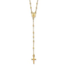 Introducing our stunning 14k yellow gold rosary chain necklace, perfect for her or for baby children. This versatile piece is a must-have addition to any jewelry collection. Handcrafted with care and attention to detail, this necklace is sure to make a statement. Whether you're shopping for yourself or looking for the perfect gift, this necklace is a timeless choice. Shop now and add a touch of elegance to your look. Gold Rosary Necklace, Rosary Chain Necklace, Necklaces Length, Bead Chain Necklace, Gold Rosary, Rosary Necklace, Bead Chain, Gold Polish, Fine Jewelry Gift