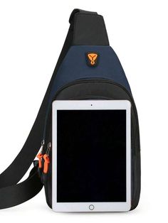 Bolso de pecho, nueva bolsa de hombro de moda, mochila al aire libre, bolsa de cintura para ciclismo, bolsa cruzada deportiva y de ocio para hombres con agujero para auriculares, multifuncional con correa ajustable, esencial para viajes, vacaciones, excursiones al aire libre, comunicación diaria, bolsa informal y profesional de nylon con gráficos de letras, en negro a dos tonos, ideal para la universidad, día de los padres, regalos para el verano y estudiantes universitarios, para libros, para Nylon Backpack Chest Bag, Portable Nylon Chest Shoulder Bag, Multifunctional Portable Chest Bag, Blue Large Capacity Chest Bag For Outdoor Activities, Portable Nylon Chest Bag For Everyday Use, Crossbody Backpack For Outdoor Activities, Multifunctional Portable Crossbody Chest Bag, Shoulder Chest Bag For Outdoor Activities, Crossbody Backpack For Outdoor Activities With Mobile Phone Bag