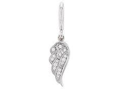 Vanna K™ for Bella Luce ® white diamond simulant 0.17ctw round, Platineve™ over sterling silver angel wing charm. Measures approximately 1"L x 0.25"W and has a 3mm bail. Each Vanna K™ design has a signature label that features a lab created sapphire. Sterling Silver Dangle Jewelry With Pave Setting, Sterling Silver Jewelry With Pave Setting, White Diamond Jewelry With Charms, Silver Angel Wings, Diamond Simulant, Broken Chain, Pearl Strands, Angel Wings, Latest Jewellery