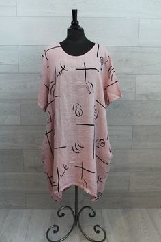 [Sympli] - Shopboutiquekarma Linen Clothes, Abstract Print, Sale Items, Final Sale, Round Neck, In Italy, Italy, Dresses, Clothes