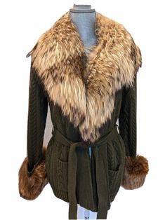 Fitted Long Sleeve Cardigan With Faux Fur Trim, Luxury Brown Winter Cardigan, Fur Trimmed Cardigan, Brown Sheepskin Fur Coat With Faux Fur Trim, Faux Fur Collar Cardigan, Brown Fur Trim Coat, Angora Rabbit, Luxury Long-sleeved Wool Coat With Faux Fur Trim, Cute Coats