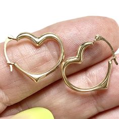 Vintage 14k Gold Heart Earrings, Puffy Hoops, Huggie Hoops Valentine's Day Tarnish-resistant Yellow Gold Hoop Earrings, Heart-shaped Yellow Gold Plated Hoop Earrings, Vintage Gold Heart-shaped Earrings, Valentine's Day Heart-shaped 14k Gold Huggie Earrings, Heart-shaped Yellow Gold Hoop Earrings For Valentine's Day, Gold Heart Earring, Antique Gold Jewelry, Puffy Heart, Heart Of Gold