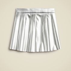 Girls' pleated pull-on skirt in metallic Metallic Lined Skirt For Summer, Trendy Fitted Shiny Skirt, Metallic Skirt For Summer, Silver Skirt For Spring, Metallic Summer Skirt, Spring Shiny Skirt, Trendy Metallic Skirt For Spring, Metallic Lined Flared Skirt, Silver Spring Skirt