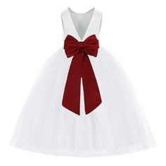 This gorgeous flower girl dress features a open back satin bodice with elegant tulle skirt. The waistline is delicately decorated with a removable satin tiebow. The elegant tulle skirt has 6 layers, top 3 layers are made of tulle. 4th is layer of soft satin, 5th layer is a netting attached to the 6th layer for additional fullness, the 6th layer is a satin lining to bring comfort to your little girl while wearing the dress. Size: size M.  Color: Red.  Gender: female.  Age Group: kids. Satin Flower Girl Dresses, Big Girl Dresses, Satin Flower Girl Dress, Printed Beach Dresses, Princess Flower Girl Dresses, Wedding Flower Girl Dresses, Social Event, Flower Girl Dresses Tulle, Dress Up Outfits