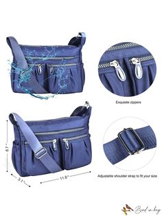 BirdinBag - ATARNI Waterproof Womens Casual Shoulder Bag with Multiple Pockets Outdoor Tote Bags, Large Capacity Crossbody Bag For Outdoor, Large Capacity Outdoor Crossbody Bag, Multifunctional Outdoor Bags With Zipper Closure, Waterproof Bag For Everyday Use, Travel Waterproof Shoulder Bag, Multifunctional Blue Bags For Outdoor, Waterproof Travel Shoulder Bag, Everyday Waterproof Bags