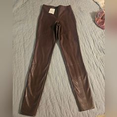 Faux Leather Leggings, Mocha, Size S Brown Leather Leggings For Fall, Brown Stretch Faux Leather Leggings, Brown Faux Leather Leggings For Fall, Brown Stretch Leather Pants For Night Out, Fall Faux Leather Brown Leggings, Fall Brown Faux Leather Leggings, Brown High Waist Leggings For Work, High Waist Brown Leggings For Work, Brown Faux Leather Leggings For Night Out