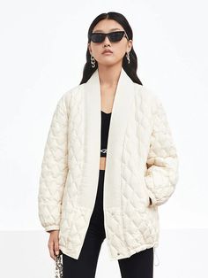 Shop MO&Co. Women's Oversized Quilted Denim Coat with Free Shipping Over $235, Express Delivery & 14-Day Easy Return. Quilted Denim, Denim Coat, Duck Down, Quilted Jacket, My Style, Free Shipping, Clothes