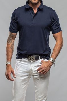 Cruz Cotton Polo in True Navy - AXEL'S Taylor Kinney, Cotton Shirts, Cotton Polo, No Color, No Matter How, Do Something, Pima Cotton, American Made, Simple Design