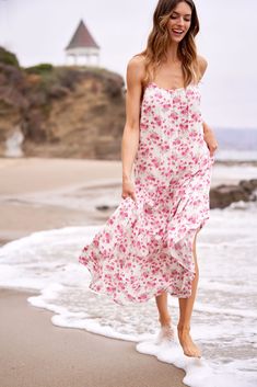 The most darling maxi for all your Summer endeavors! Light & airy, this delicate floral maxi is a perfect choice for the beach, town, and just about everything in between. You'll be the talk of the town! Adjustable straps for the perfect fit. 100% rayon, machine wash, hang dry. Pink Sleeveless Maxi Dress Beach Cover-up, Breezy Pink Beach Dress, Breezy Pink Beach Season Dress, Breezy Pink Dress For Beach Season, Floral Print Maxi Dress For Garden Party Vacation, Spring Beachwear Sundress, Maxi Length, Spring Beachwear Sundress In Maxi Length, Beachwear Maxi Sundress For Spring, Spring Beachwear Sundress Maxi Length