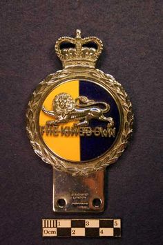 a badge with a lion on it and the words the iron crown written in gold