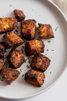 Quick and Easy Air Fryer Blackened Salmon Bites.