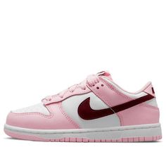 (GS) Nike Dunk Low 'Triple Pink' DH9765-600 - KICKS CREW Trendy Pink Sneakers With Contrast Sole, Pink Sneakers With Vulcanized Sole And Round Toe, Pink Vulcanized Sole Sneakers With Round Toe, Pink Skate Shoes With Contrast Sole For Streetwear, Pink Vulcanized Sole Sneakers, Pink Sneakers With Contrast Sole For Streetwear, Pink Leather Skate Shoes For Streetwear, Trendy Pink Round Toe Sneakers, Pink Skate Shoes With Rubber Sole And Round Toe