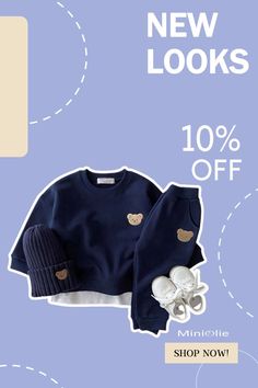 You won't want to miss out on these deals. Get perfect looks for your mini. Extra 10% off now. Bear Sweatshirt, Dark Blue Grey, Autumn Vibes, Cute Bear, Baby Grows, Cute Bears, Pink Brown, Photo Props, Baby Toddler