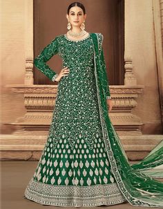 Subhanallah Green Anarkali style Anarkali Semi-Stitched Suits 👗. Shop latest Embroidered salwar kameez which are made up from best quality fabrics with latest styles from our large collections at arabicattire.com Shop Now : https://bit.ly/3TN8IBW Buy online @ $127.95 #anarkali #fashion #dresses #onlineshopping #ethnicwear #anarkalisuits #muslimwears #eid #ramdan #islam #onlineshop #arabiaattire #salwarkameez #Trending #instagram #twitter Net Anarkali Dresses, Anarkali Lehenga Gowns, Green Anarkali, Floor Length Anarkali, Anarkali Lehenga, Long Anarkali, Gown Suit, Salwar Kamiz, Designer Anarkali