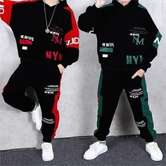 Season:Fall,Winter,Spring; Fabric:Cotton,Polyester; Sleeve Length:Long Sleeve; Look After Me:Machine wash; Gender:Boys; Quantity:2 Pieces; Style:Cool,Fashion; Occasion:Casual,Outdoor; Kids Apparel:Hoodie  Sweatpants Set; Age Group:Kids; Pattern:Graphic,Letter; Design:Pocket; Age:7-13 Years; Listing Date:10/12/2023 Winter Sets With Pockets And Long Sleeves, Winter Long Sleeve Sets With Pockets, Trendy Winter Tracksuit With Pockets, Winter Cotton Sets With Letter Print, Winter Sportswear Sets With Pockets, Black Long Sleeve Tracksuit With Pockets, Black Long Sleeve Winter Sets, Winter Sportswear Tracksuit With Letter Print, Black Sportswear Sets With Letter Print