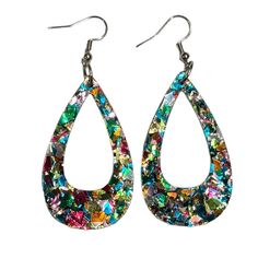 Our Laser Cut Earrings Are Made Of 1/8" Acrylic. They Are Made In Florence, Mississippi, Usa. Lightweight Everyday Multicolor Teardrop Jewelry, Handmade Multicolor Teardrop Earrings For Parties, Multicolor Hypoallergenic Teardrop Earrings, Hypoallergenic Multicolor Teardrop Earrings, Multicolor Nickel-free Teardrop Earrings For Gifts, Hypoallergenic Multicolor Earrings For Parties, Everyday Multicolor Resin Jewelry, Multicolor Teardrop Earrings For Gift, Multicolor Hypoallergenic Teardrop Earrings As Gift