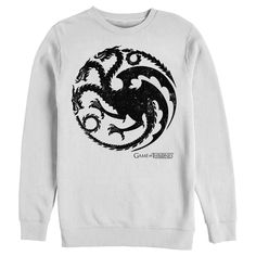 Winter is coming! Don't find yourself out in the cold without one of these officially licensed Game of Thrones styles! Even the White Walkers will seem friendlier if you're wearing a fun GOT design. Celebrate the award-winning television series, Game of Thrones, with this Targaryen Dragon Symbol Men's Graphic Crewneck Sweatshirt featuring the dragon of House Targaryen logo. The night may be dark and full of terrors, but that doesn't mean your fashion choices need to be! Winter Fan Apparel Tops, Winter Logo Print Sweatshirt For Fan Gear, Winter Fan Apparel T-shirt With Logo Print, Winter Cotton Tops For Fan Merchandise, Winter Fan Apparel Crew Sweater, Winter Fan Merchandise Crew Neck Hoodie, Winter Fan Apparel T-shirt With Crew Neck, Winter Crew-neck Fan Apparel Sweater, Winter Crew Neck T-shirt For Fans