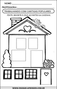 a house with hearts and flowers on the roof is outlined in black and white paper