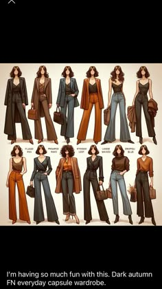 Soft Classic Kibbe Dark Autumn, True Autumn Winter Outfits, Flamboyant Natural Deep Autumn, Soft Dramatic Deep Autumn, Deep Autumn Aesthetic Outfits, Flamboyant Natural Autumn, Warm Autumn Color Palette Nails, Flamboyant Natural Fall Outfits