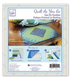 quilt as you go sew by number pattern printed on both sides, with instructions