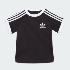 Adidas Adicolor, Adidas Tee, Model Call, Adidas Shop, Adidas Shirt, Kids Black, Adidas Online, Black Kids, Striped Tee