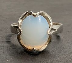 Vintage Moonstone Sterling Silver Fancy Statement Ring, UK Size O, US Size 8 3/4, EU Size 58 3/4, Stamped Sterling 925, Front Max Width 13.5mm, Weight 3.55 Grams, Lovely Condition Elegant Untreated Moonstone Ring, Elegant Opal Ring With Large Stone, Elegant Opal Ring With Large Round Stone, Elegant Round Opal Ring With Large Stone, Statement Ring, Rings Statement, Moonstone, Statement Rings, Jewelry Rings