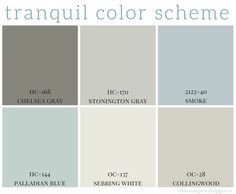 the color scheme for tranquill color scheme, including grays and blue tones