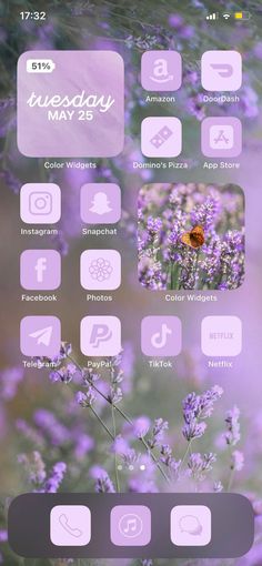 an iphone screen with flowers and other things on the phone's display, including icons