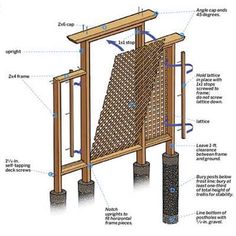 an image of a wooden structure with instructions on how to build it and where to put the