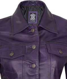 Purple Trucker Leather Jacket For Women
Step into the season with confidence in our Women’s Purple Leather Trucker Jacket, a perfect fusion of bold style and sophistication. The vibrant purple hue adds a unique twist to the classic trucker design, featuring a button-front closure and chest pockets for a blend of functionality and fashion. Whether you're embracing the festive spirit of fall or adding a pop of color to your winter wardrobe, this jacket ensures you stand out while staying stylish a Asymmetrical Leather Jacket, Leather Trucker Jacket, Maroon Leather Jacket, Purple Leather Jacket, Leather Jacket For Women, Open Roads, Black Leather Blazer, Tan Leather Jackets, Women Trucker