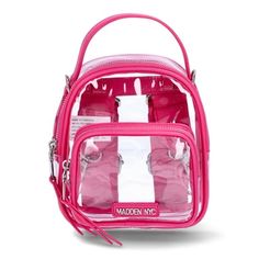 Hands free and loving life! Embrace the stylish ease of Madden NYCs Mini Convertible Backpack. Stadium approved, so this chic little bag can go everywhere you go, youll love the compact size, adjustable shoulder straps (and theres a top handle too) and spacious compartments. A fun addition to your handbag collection. Size: one size.  Color: Pink.  Gender: female.  Age Group: adult. Pink Backpack With Mobile Phone Bag, Pink Backpack With Mobile Phone Pocket, Pink Crossbody Backpack For Daily Use, Pink Backpack With Phone Pocket, Pink Crossbody Backpack With Adjustable Strap, Pink Backpack With Detachable Strap For Daily Use, Pink Backpack With Detachable Strap, Pink Pouch Backpack For Daily Use, Daily Use Pink Backpack With Detachable Strap