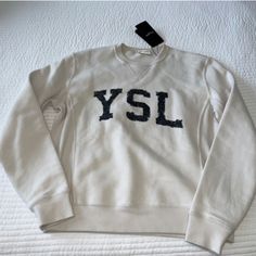 Brand New Oversized Size Xsmall Ysl Sweatshirt Retails For 1000 New. She Is Beautiful Piece To Add To Your Closet. With Care Instructions!!! Ysl Hoodie, Ysl Sweater, Ysl Sweatshirt, Ysl Clothes, Sweater Outfits Men, Saint Laurent Clothes, Winter Closet, Expensive Clothes, Sweatshirt Outfit