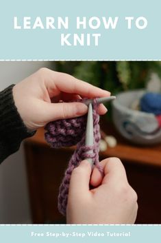 someone is crocheting the yarn with their hands and knitting it into a knot