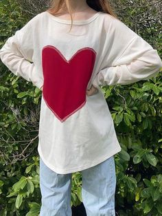 ⚡Buy 2023 Heart Print Baggy Oversized Long Sleeve Tee White L under $25.00 in Tops&Tees at AnotherChill.com Online. Style: Casual/Street/Vintage/Sweet/Preppy. Fabric Content: Polyester. Fit Type: Loose Fit. Neckline: Crew Neck. Sleeve Length: Long Sleeve. Unique Design: The red heart print on this long sleeve tee is bright and eye catching, making it a standout piece in any wardrobe.. Versatile Style: With its casual, street, vintage, sweet, and preppy style, this tee can be easily paired with a Oversized Crew Neck T-shirt With Heart Graphic, Oversized Heart Graphic Crew Neck T-shirt, Oversized Heart Graphic T-shirt With Crew Neck, Oversized Long Sleeve T-shirt For Fall, Oversized Tops With Heart Graphic For Streetwear, Oversized Heart Graphic Top For Streetwear, Cute Oversized Fall Tops, Cute Oversized Tops For Fall, Oversized Long Sleeve Top With Heart Graphic