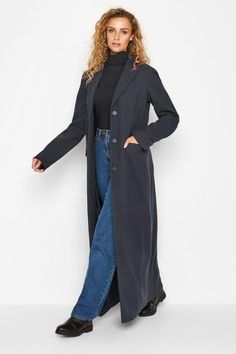 Shop LTS Navy Blue Long Formal Coat at Yours Clothing. Discover women’s plus size clothing in sizes 10-36 with fast delivery. Dark Blue Coat, Formal Coat, Maxi Coat, Long Tall Sally, Tall Clothing, Blue Coats, Blue Maxi, Notch Collar, Tall Women