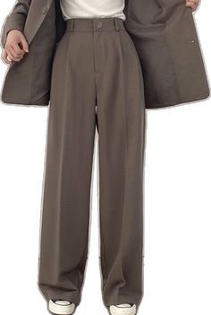 Solid Straight Pantsuit For Fall, Khaki Workwear Pants, Solid Color Fall Pantsuit With Straight Pants, Fall Season Solid Color Straight Pantsuit, Fall Solid Pantsuit With Straight Pants, Solid Winter Office Dress Pants, Winter Office Dress Pants In Solid Color, Solid Winter Dress Pants For Office, Winter Wide Leg Workwear Pants In Solid Color