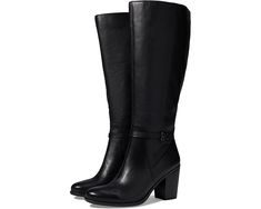 Women's Naturalizer Kalina Wide Shaft Formal Boots With Buckle Closure For Winter, Formal Winter Boots With Buckle Closure, Almond Toe Boots With Buckle Closure For Work, Business High Ankle Boots, Medium Width, Wide Calf Fall Boots With Buckle Closure, Workwear Boots With Buckle Closure And Almond Toe, Workwear Boots With Zipper Closure And Round Toe, Wide Calf Leather Heeled Boots With Buckle Closure, Leather Wide Calf Heeled Boots With Buckle Closure