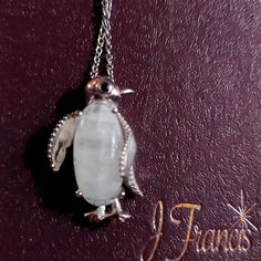 New With Box! 18" Silver Chain 1" Penguin Pendent W/ White Stone Belly Make Great Gift! White Pendant Charm Necklace For Formal Occasions, White Gold Crystal Necklace Gift, Formal White Pendant Charm Necklace, Sterling Silver White Crystal Necklace Gift, White Sterling Silver Crystal Necklace For Gift, White Sterling Silver Crystal Necklace As Gift, White Necklace With Lobster Clasp And Round Pendant, White Round Pendant Necklace With Lobster Clasp, White Necklace With Round Pendant And Lobster Clasp